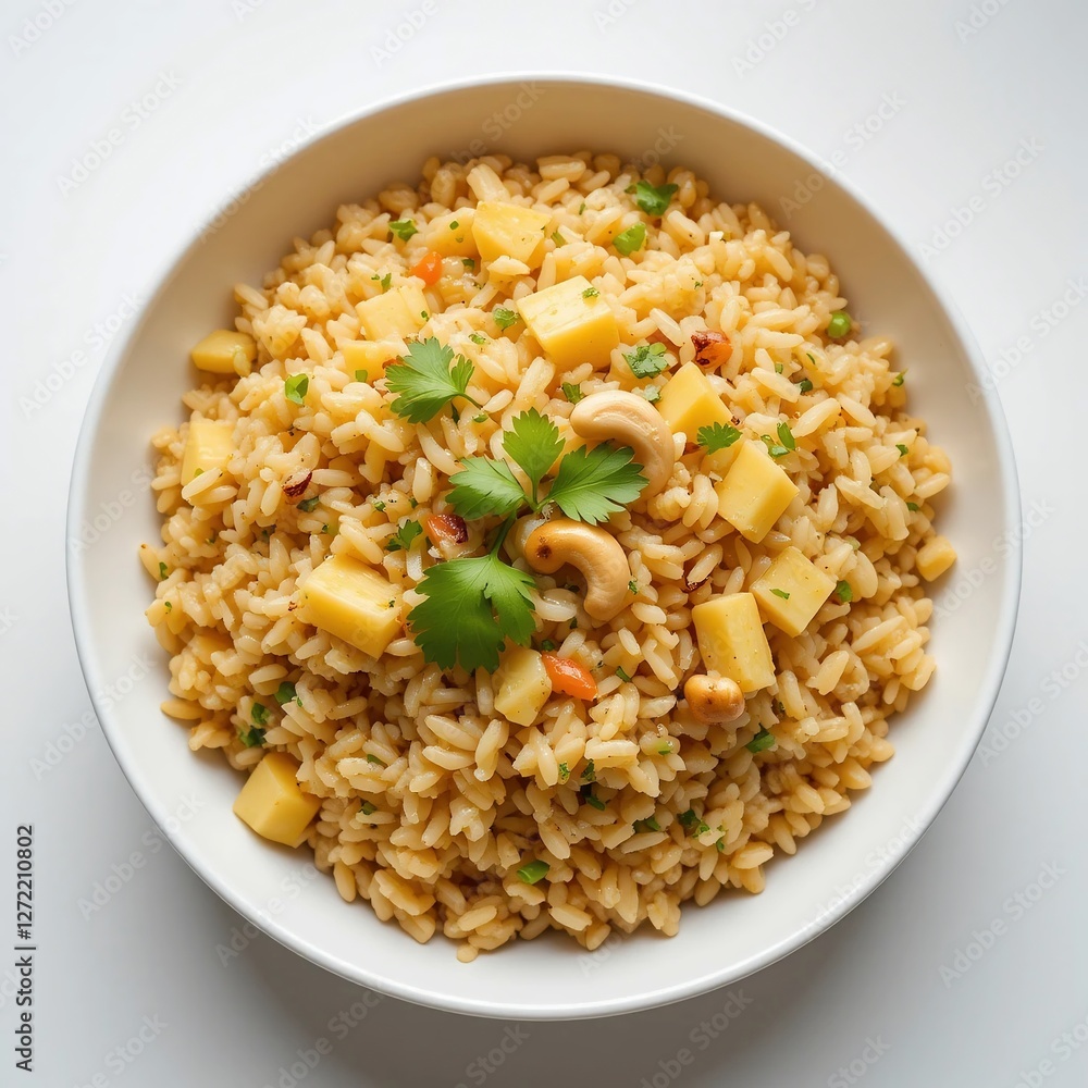 Delicious Creamy Cheese and Cashew Rice Dish Gourmet Meal Food Photography Delicious Creamy Cheese and Cashew Rice Dish Gourmet Meal Food Photography