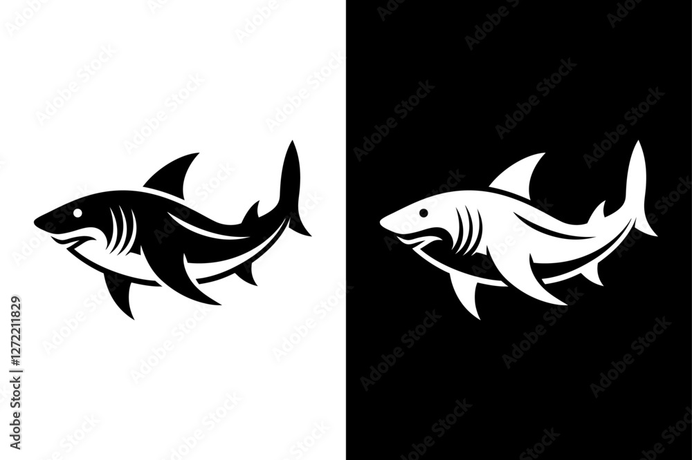 Fototapeta premium Shark fish icon vector on White Background ,Vector Art Illustration on white background.