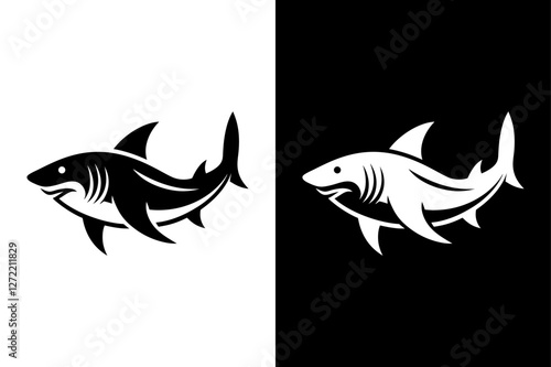 Shark fish icon vector on White Background ,Vector Art Illustration on white background.