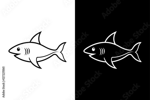 Shark fish icon vector on White Background ,Vector Art Illustration on white background.