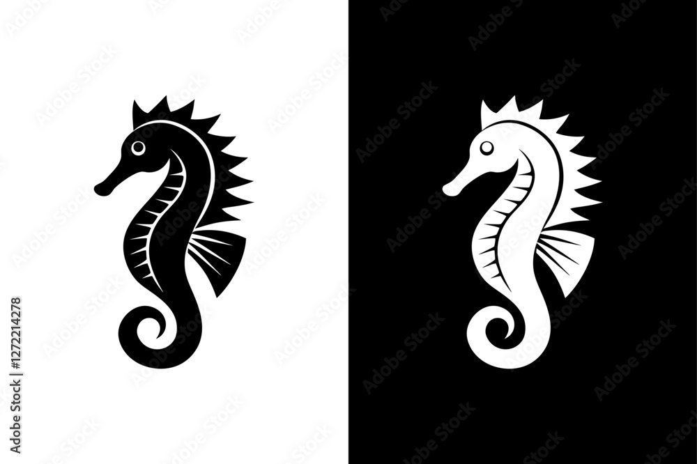 Fototapeta premium Seahorse icon vector on White Background ,Vector Art Illustration on white background.