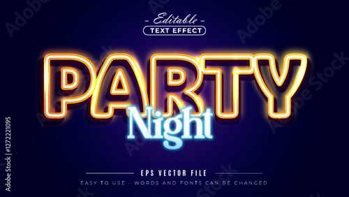 Neon Party poster with editable electric glowing text effect.