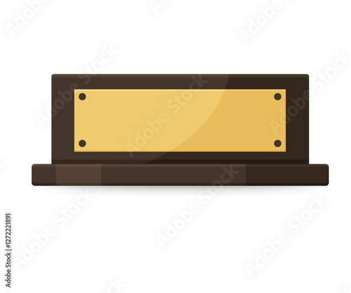 blank gold plaque on a wooden support