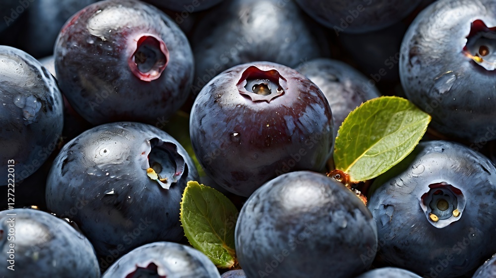 Fototapeta premium Extreme closeup of a plump blueberry highlighting its rich color and texture