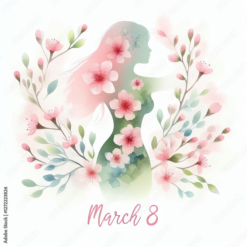 Naklejka premium Artistic Floral Celebration for March 8