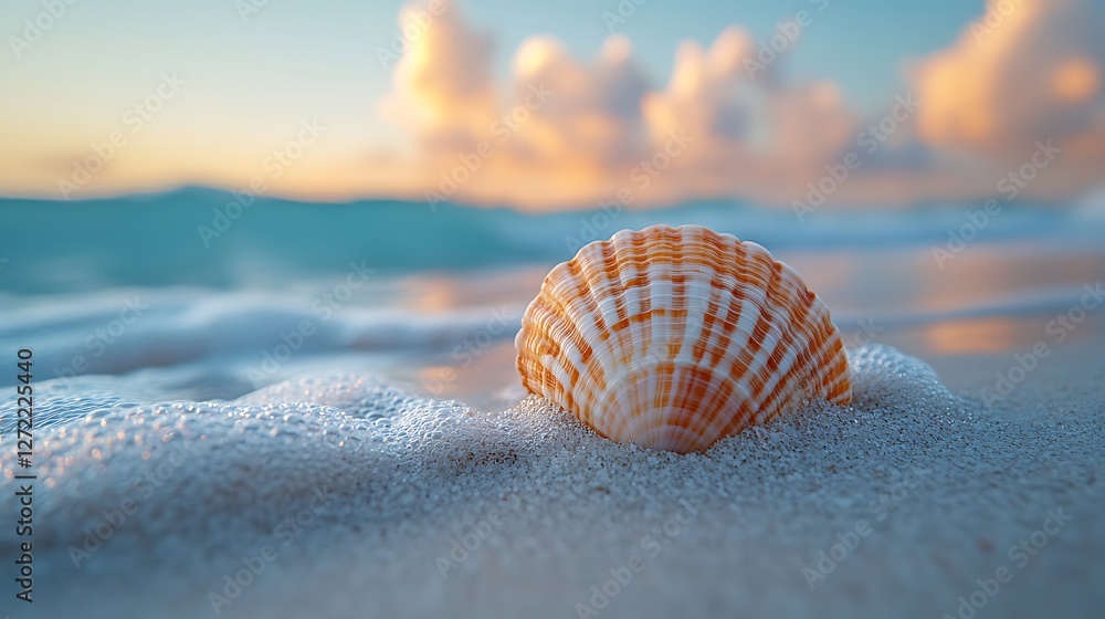 Closeup seashell beach sunset ocean high resolution hd photo Closeup seashell beach sunset ocean high resolution hd photo