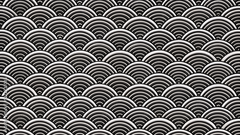 Elegant Black and White Fishscale Pattern Background Elegant Black and White Fishscale Pattern Background