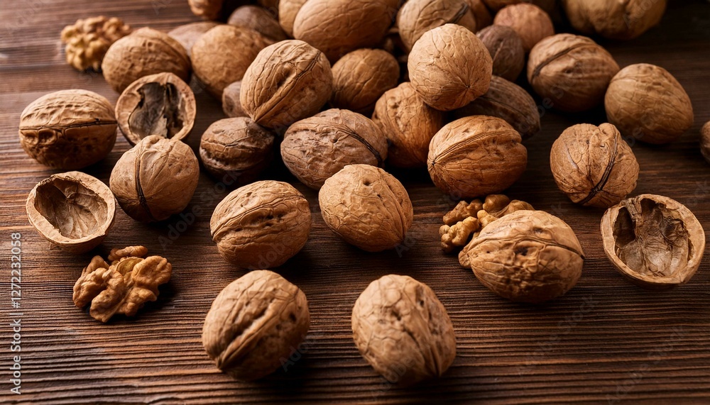 nuts on a wooden table nuts on a wooden table