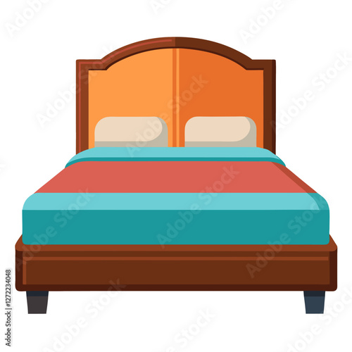 Furniture Platform Bed Table Vector Illustration – Cartoon, Clipart & Line Art Design, Vector illustration of a furniture platform bed table in cartoon, clipart, and line art design.