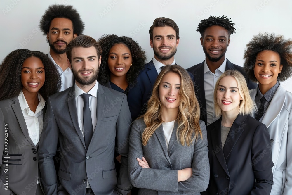 Group of Content Male and Female Business Professionals Group of Content Male and Female Business Professionals