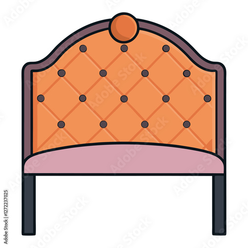 Tufted Headboard Vector Illustration - Cartoon, Clipart & Line Art on White Background, Tufted headboard vector illustration in cartoon, clipart, and line art styles on a white background.
