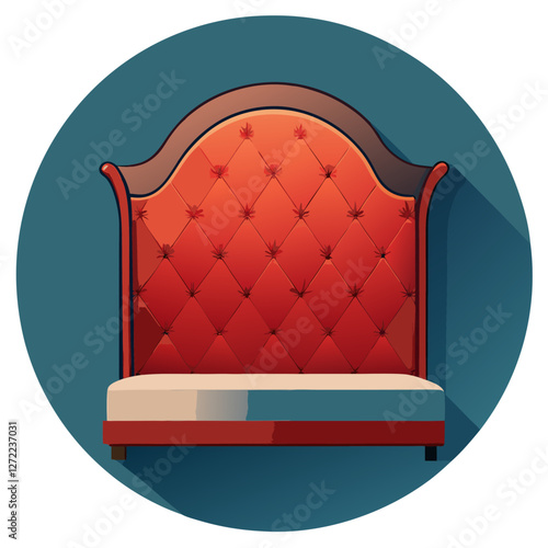 Tufted Headboard Vector Illustration - Cartoon, Clipart & Line Art on White Background, Tufted headboard vector illustration in cartoon, clipart, and line art styles on a white background.