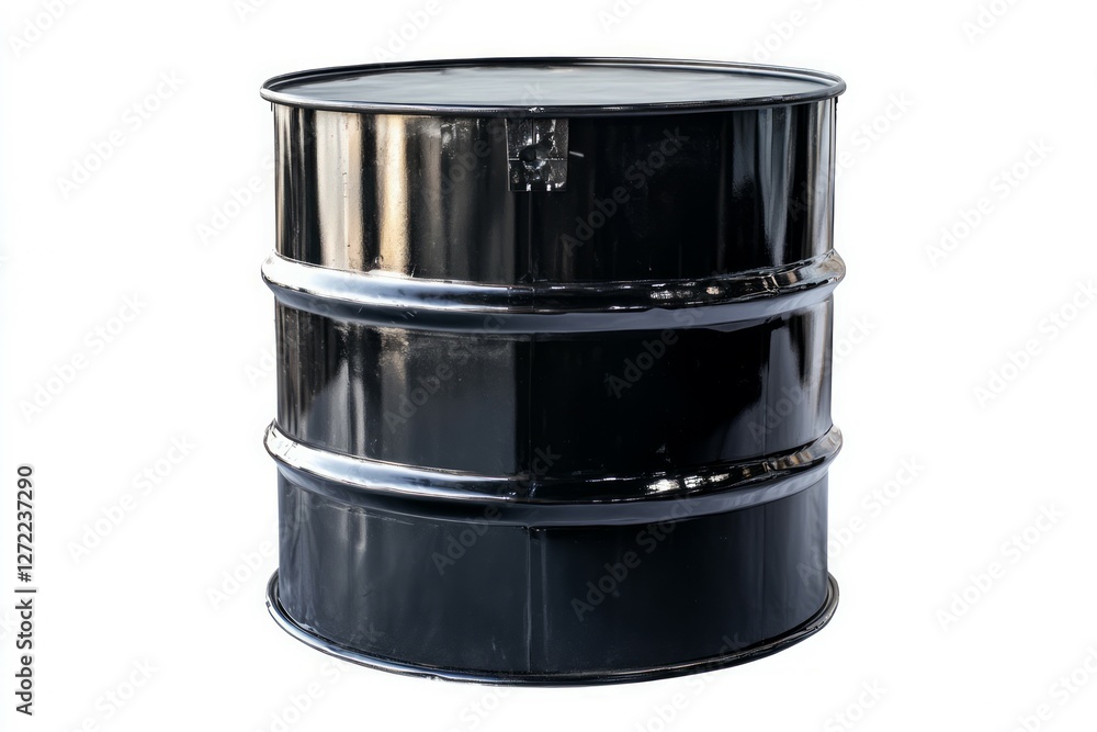Shiny black barrel on white background. Neural network AI generated Shiny black barrel on white background. Neural network AI generated