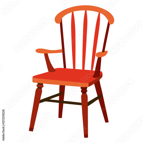 Windsor Chair Vector Illustration – Cartoon, Clipart & Line Art Design, Vector illustration of a Windsor chair in cartoon, clipart, and line art style, perfect for digital use.