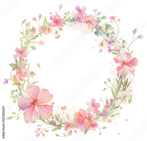 PNG Delicate watercolor floral wreath