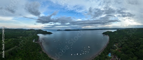 Wallpaper Mural Playa Nacascolo Panorama with boats in Peninsula Papagayo Torontodigital.ca
