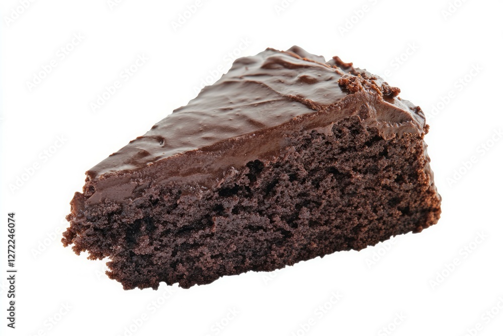 Chocolate cake slice on white background. Neural network AI generated Chocolate cake slice on white background. Neural network AI generated