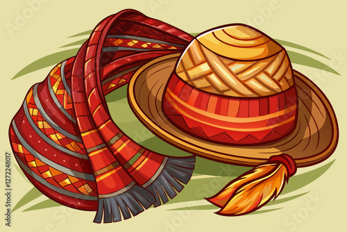 vector of Scarf and woven hat