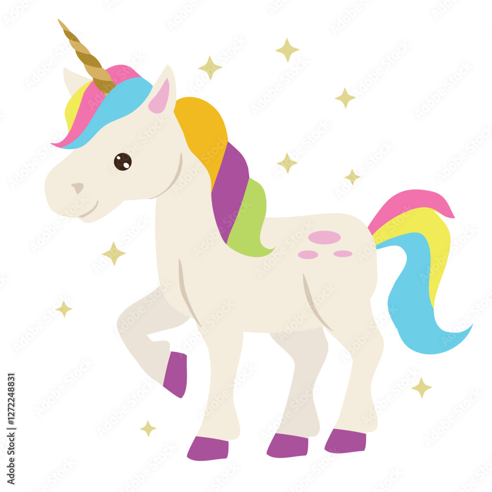 Fototapeta premium unicorn_16Beautiful unicorn vector cartoon illustration