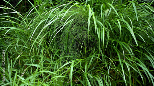 Lush green grass, detailed close-up view, natural environment, obscured shadow. Use Nature background