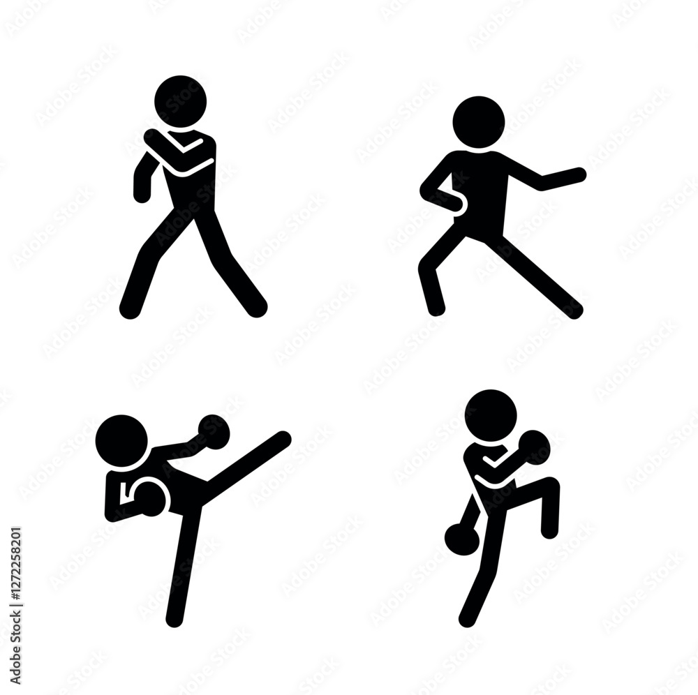 Stick figures. Single martial arts fighters Stick figures. Single martial arts fighters