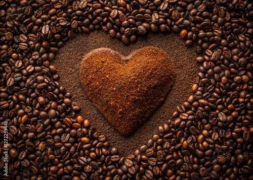 Heart Shaped Coffee Powder - Aromatic Coffee Beans & Ground Coffee photo