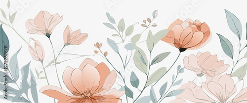 Watercolor floral pastel background vector illustration