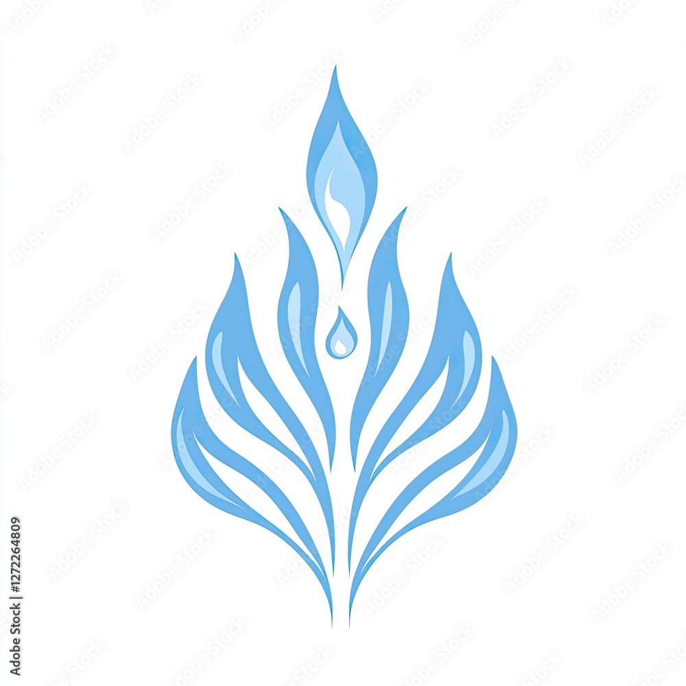 Abstract light blue stylized water fountain design on white background Abstract light blue stylized water fountain design on white background