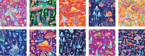 Psychedelic Magic Mushrooms Seamless Pattern Set
Perfect for textiles, wrapping paper, fabric prints, stationery, and decorative surfaces.
Print