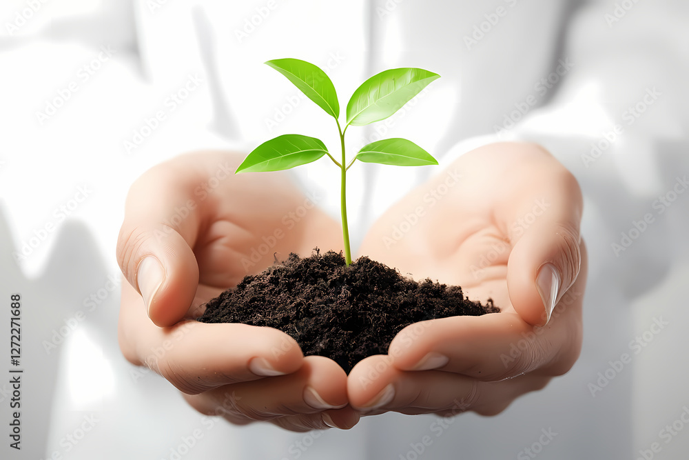 Nurturing New Life: A tender sprout held gently in cupped hands, symbolizing growth, care, and the promise of a flourishing future. Nurturing New Life: A tender sprout held gently in cupped hands, symbolizing growth, care, and the promise of a flourishing future.