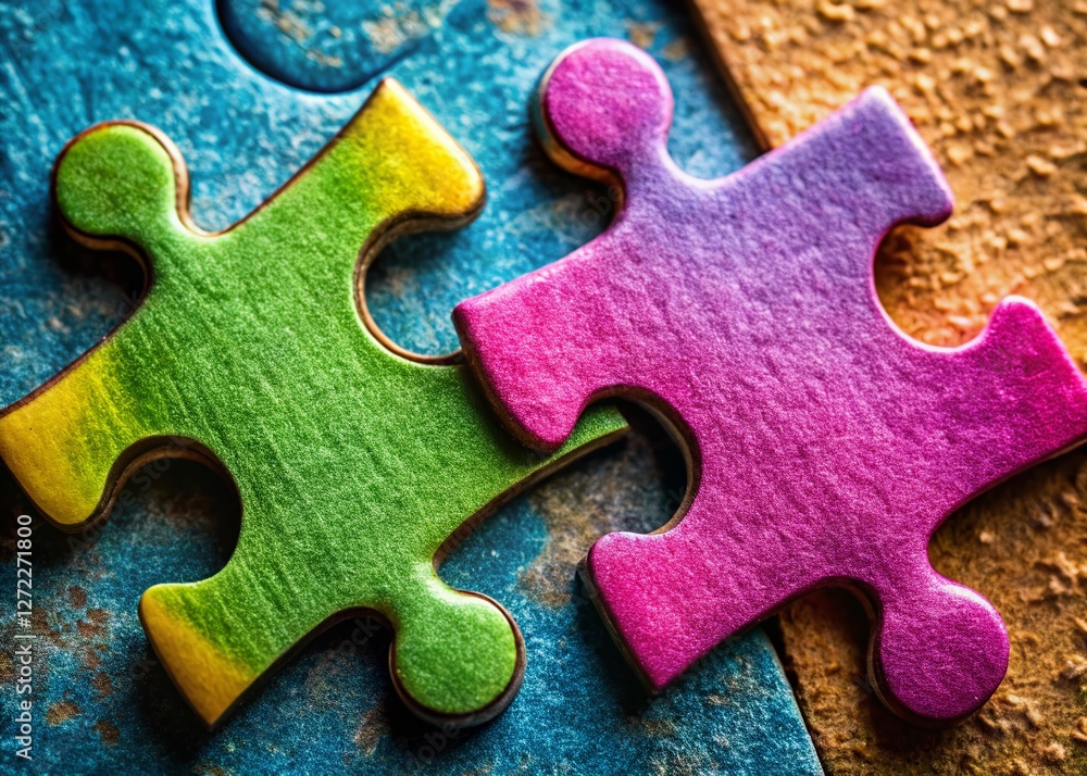 Fototapeta premium Imperfect Couple: Mismatched Puzzle Pieces, Conceptual Stock Photo
