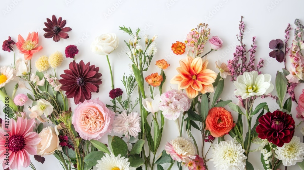 Different beautiful bouquets isolated on white, set Different beautiful bouquets isolated on white, set