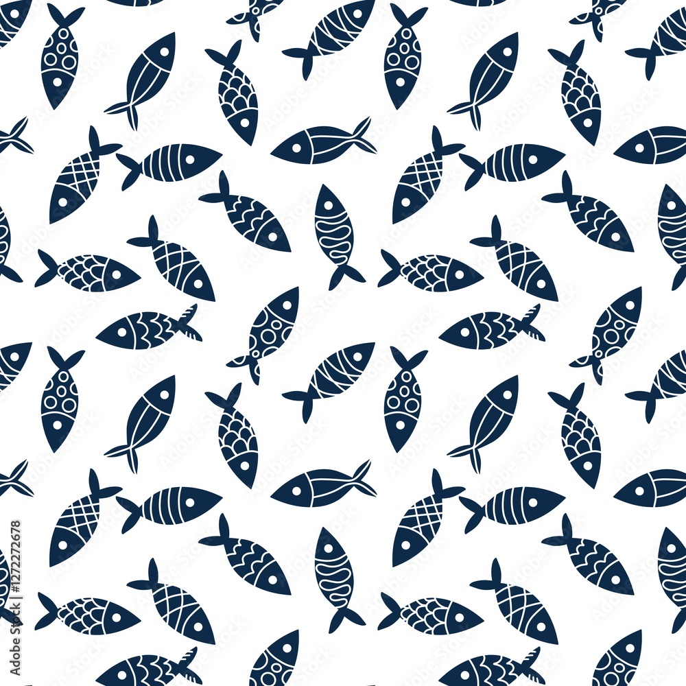 Obraz premium Ocean seamless fish pattern for wrapping paper and fabrics and linens