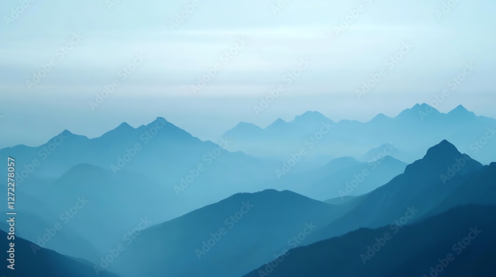 Serene Blue Mountains Under a Hazy Sky Serene Blue Mountains Under a Hazy Sky