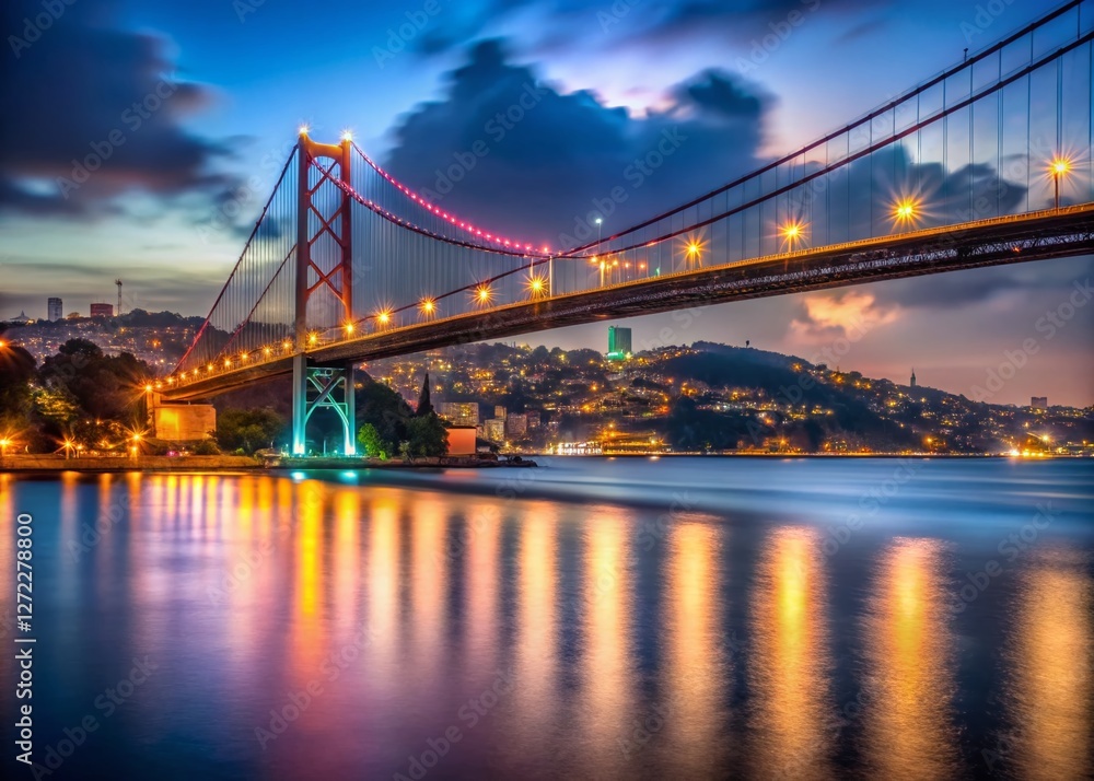 Fototapeta premium Istanbul Fatih Sultan Mehmet Bridge Night - Urban Exploration Photography