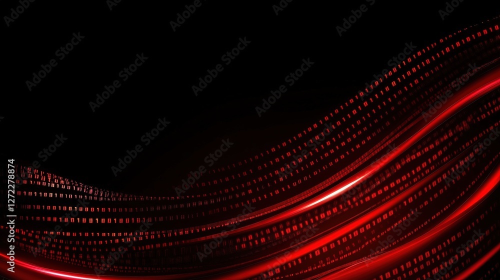 Obraz premium A dynamic abstract background featuring flowing red waves with glowing light accents. Ideal for digital designs, posters, and creative projects that require a vibrant touch.