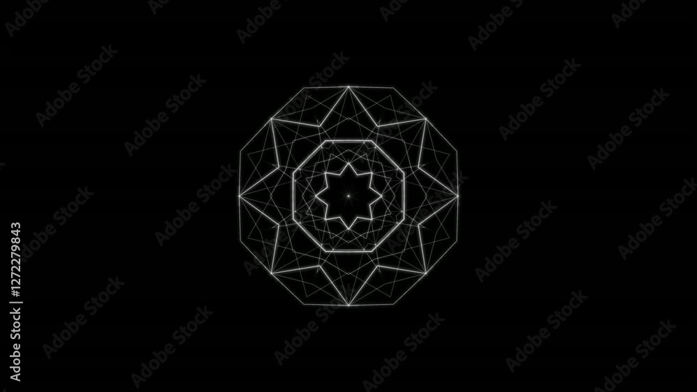 Rotating glowing cube. HUD, FUI element. Plexus style connecting lines and dots. Big data connection. Seamless loop Rotating glowing cube. HUD, FUI element. Plexus style connecting lines and dots. Big data connection. Seamless loop