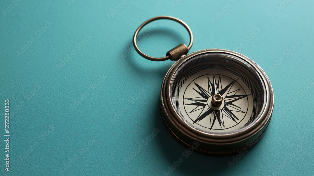 golden compass on a navy blue background