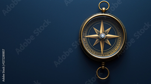 Obraz na płótnie golden compass on a navy blue background w salonie
