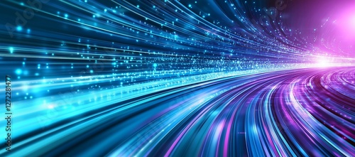 Digital technology background showcasing vibrant colors and motion speed in a futuristic landscape
