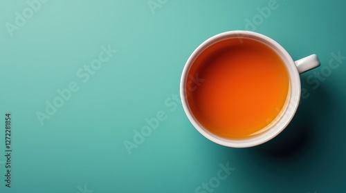 Obraz na płótnie white cup of tea on a turquoise background w salonie