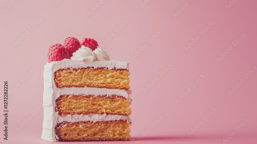 chocolate berry cake with pink cream on a plate