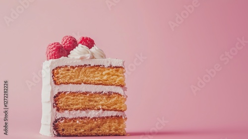 Obraz na płótnie chocolate berry cake with pink cream on a plate w salonie