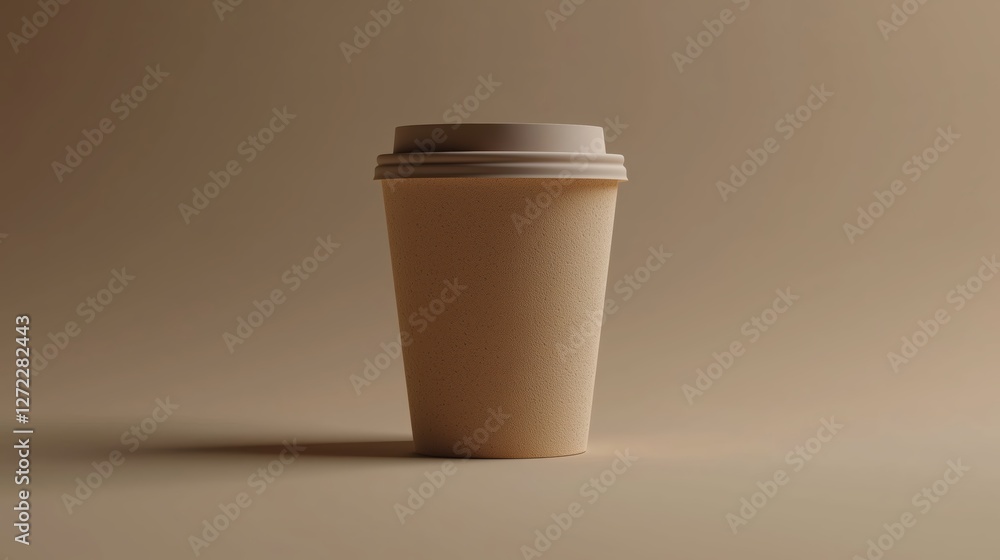 disposable coffee cup on brown background