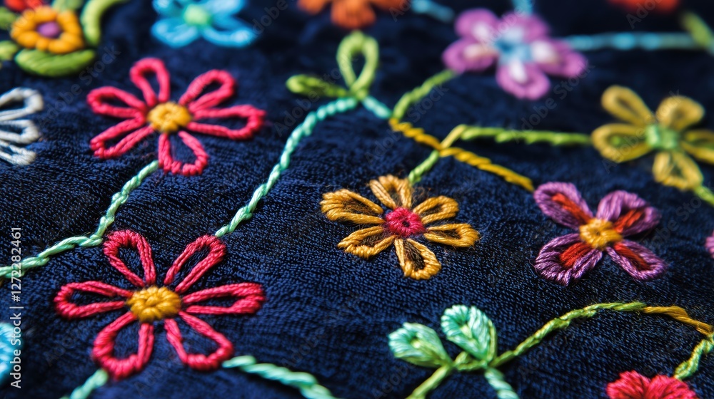 Beautiful graphics of embroidered flowers.