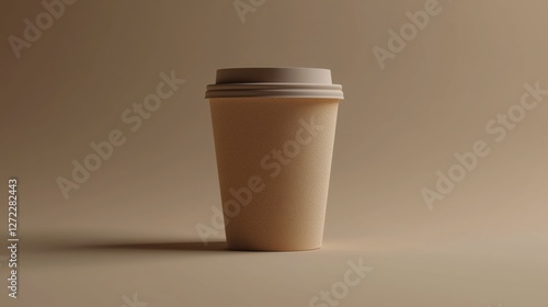 Obraz na płótnie disposable coffee cup on brown background w salonie