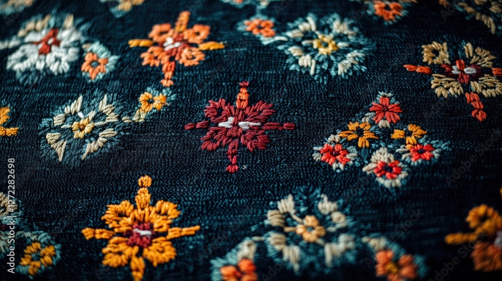 Beautiful graphics of embroidered flowers.