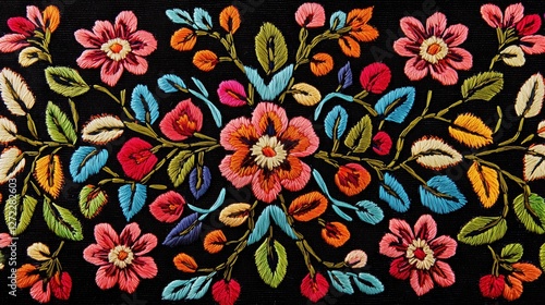 Obraz na płótnie Beautiful graphics of embroidered flowers. w salonie
