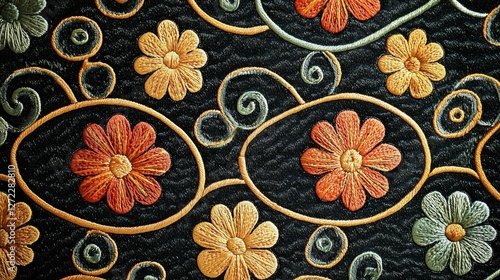 Obraz na płótnie Beautiful graphics of embroidered flowers. w salonie