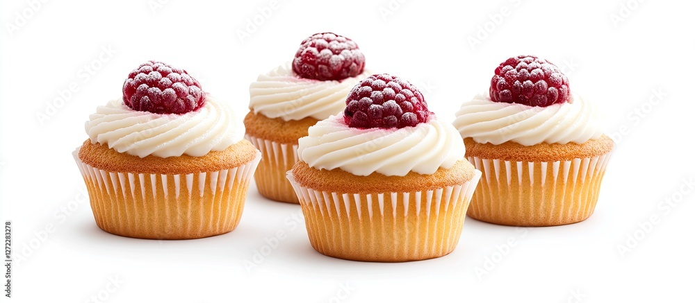 Delicious Raspberry Topped Vanilla Cupcakes Awaiting Enjoyment Delicious Raspberry Topped Vanilla Cupcakes Awaiting Enjoyment